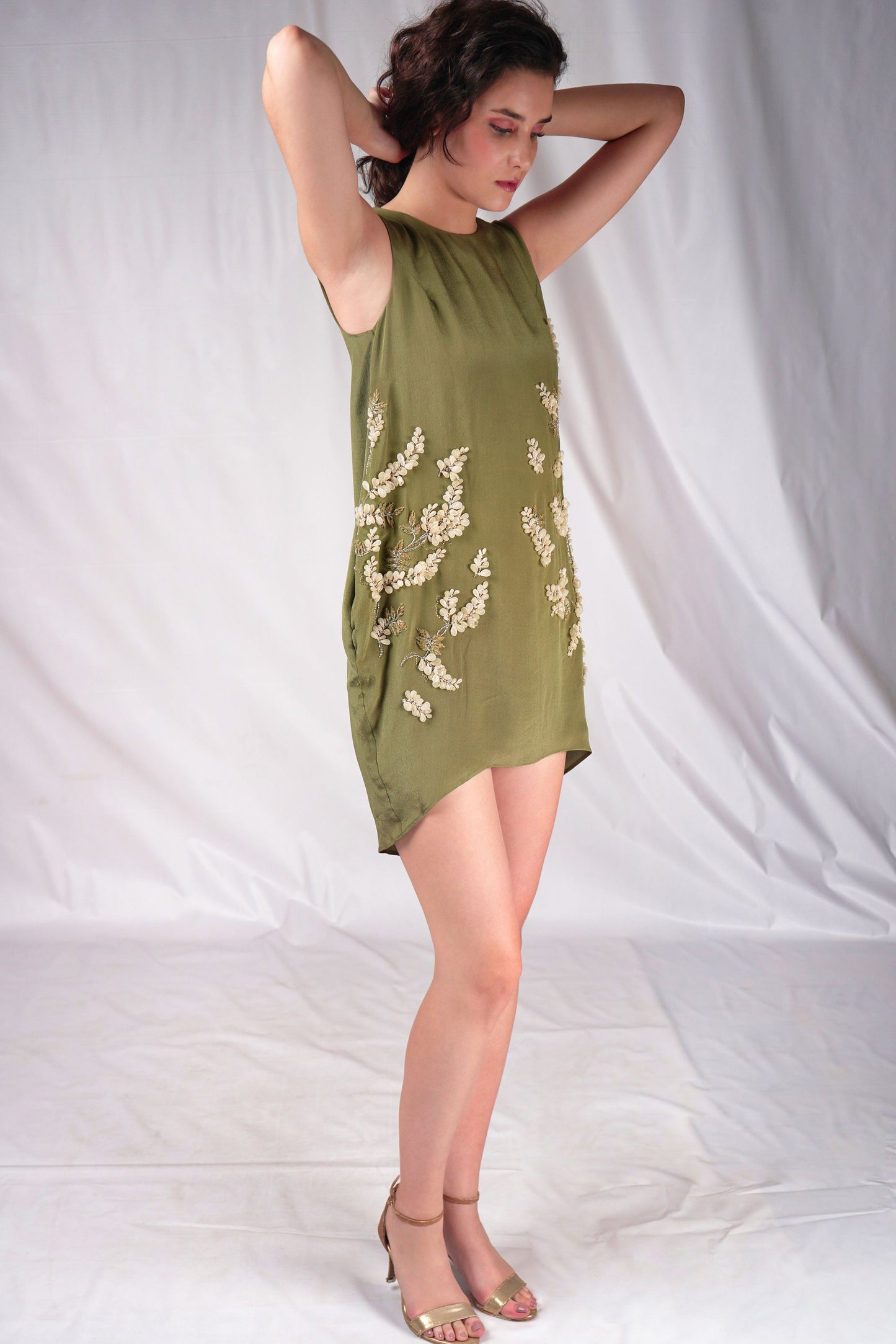 Green Aloe Dress with Embroidery Details