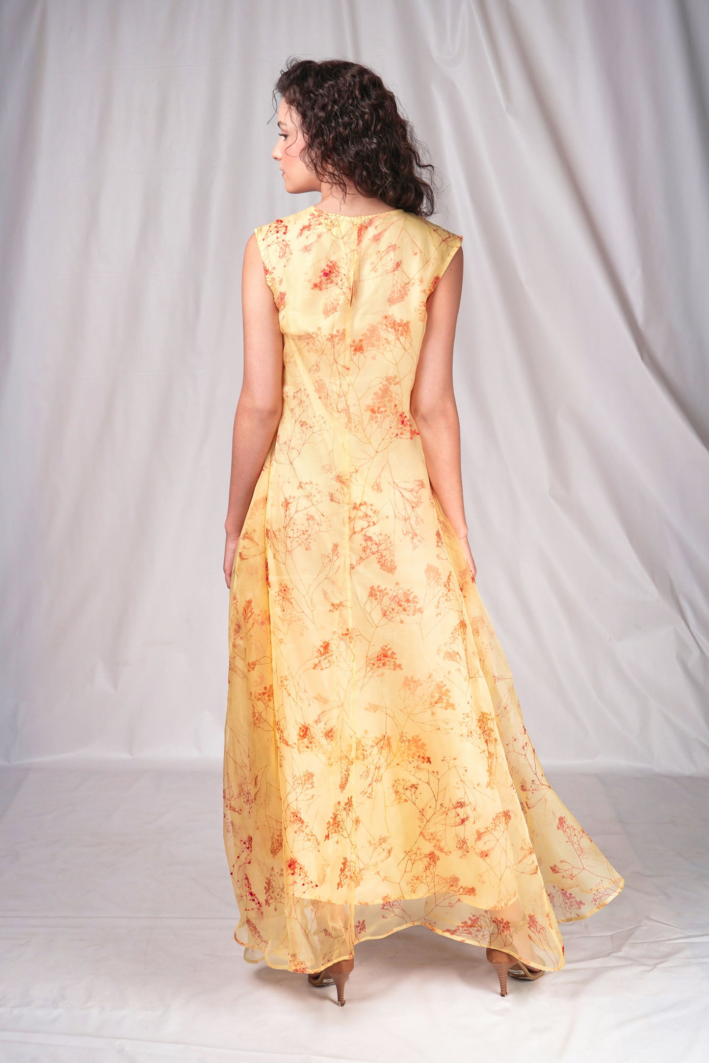 Yellow Long Dress with Embroidery Details