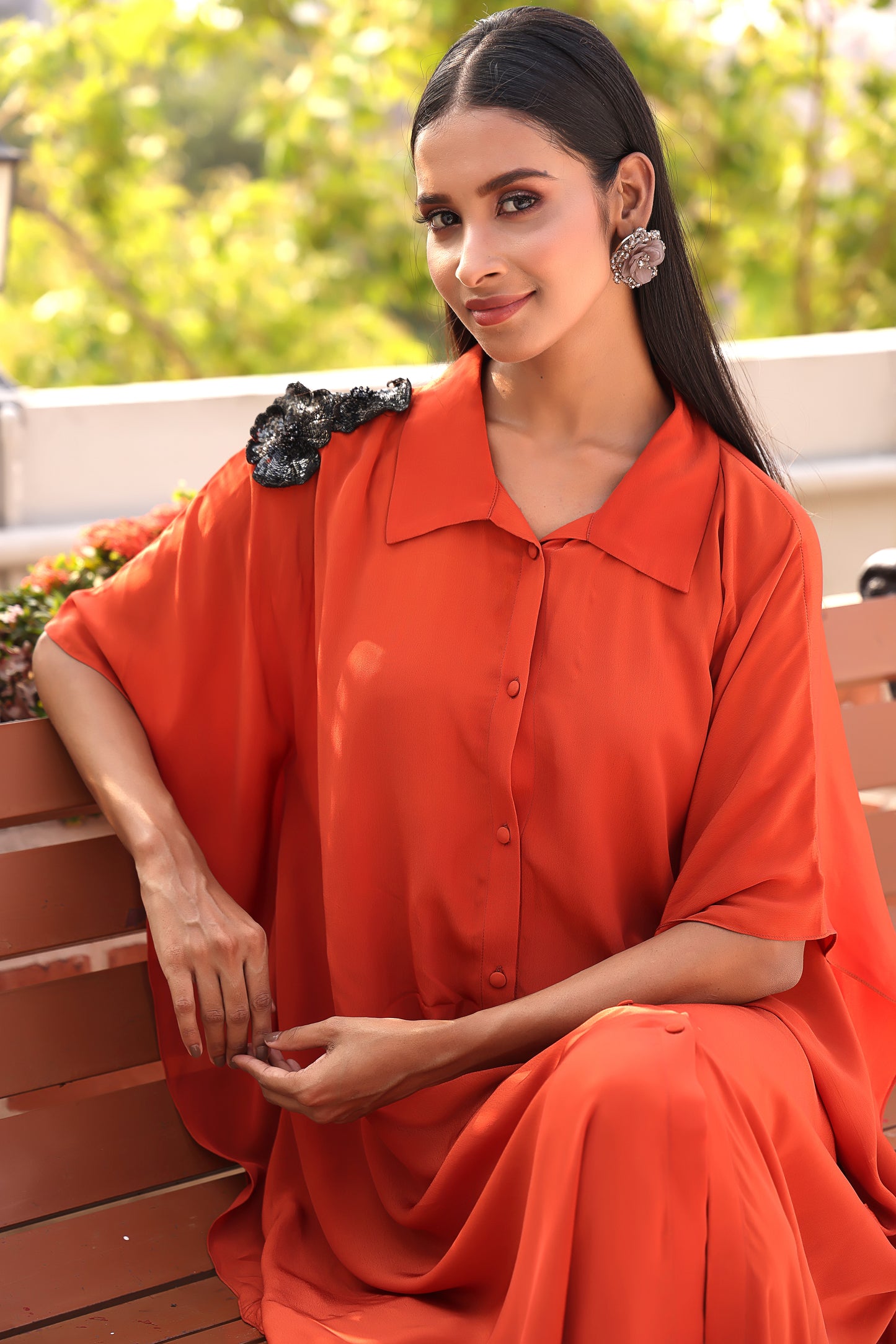 Ilana Cinnamon Floral Kaftan