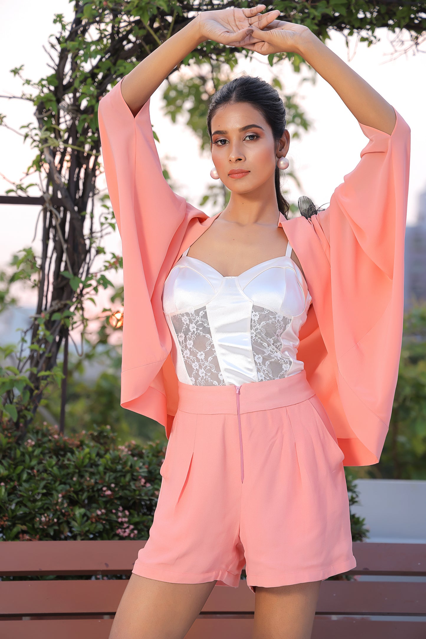 Ziara Papaya Embroidered Jacket