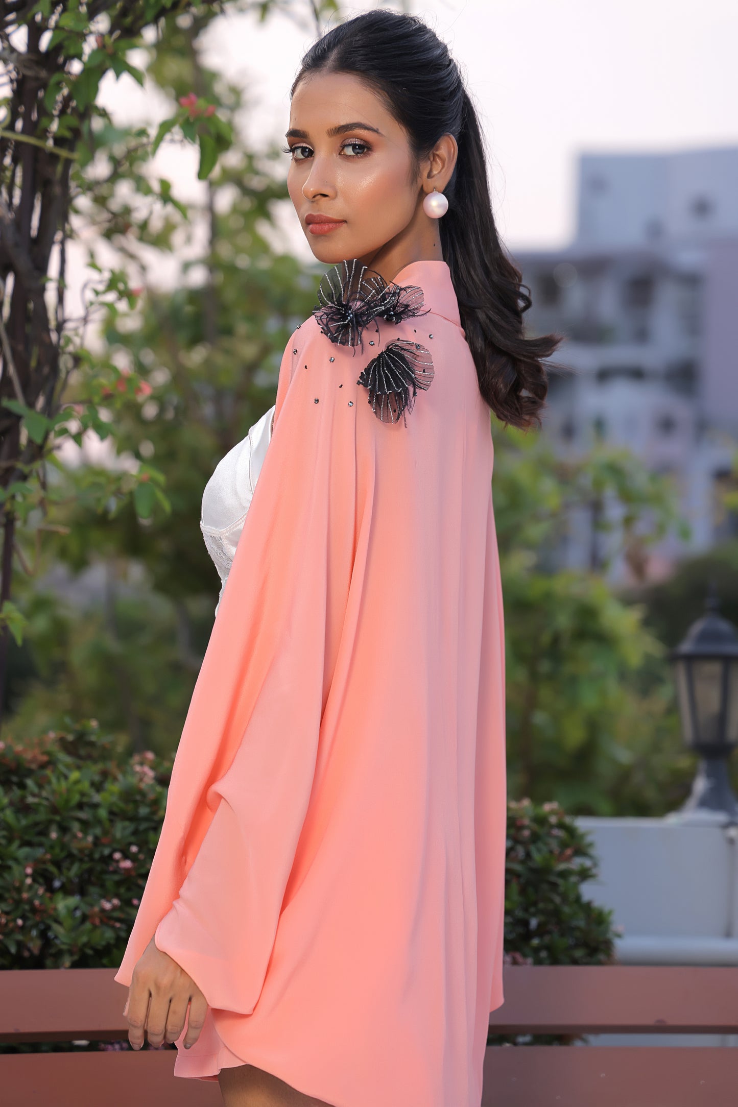 Ziara Papaya Embroidered Jacket