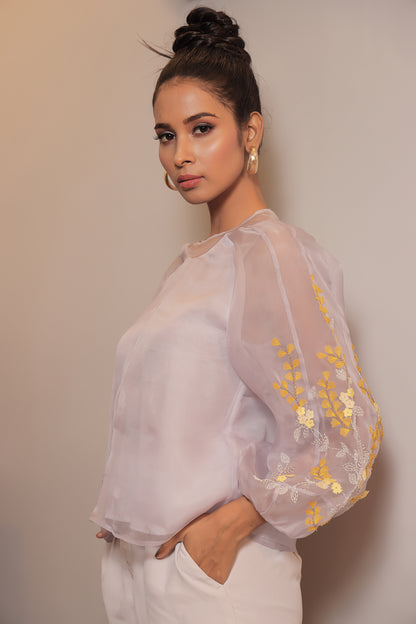 Kamaria Lunar Rock Floral Embroidered Top
