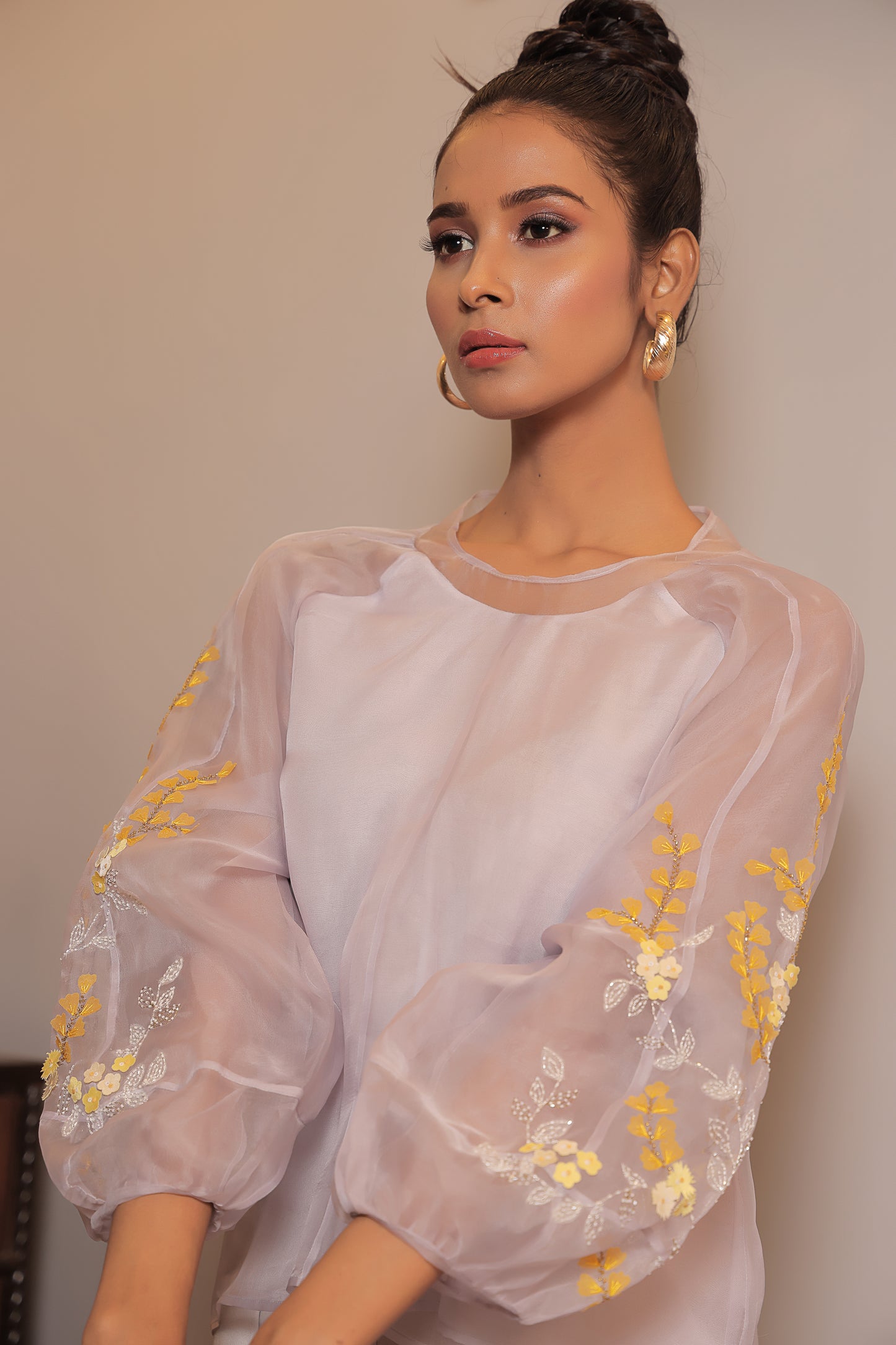 Kamaria Lunar Rock Floral Embroidered Top