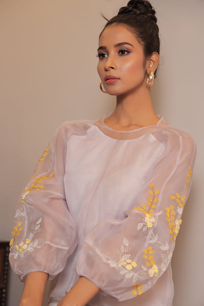 Kamaria Lunar Rock Floral Embroidered Top