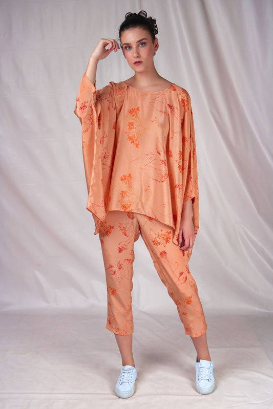 Pink Embroidered Top with Kimono Sleeves