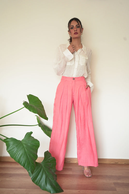 Marilyn Wide-Legged Coral Trousers