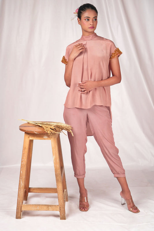 Pink Fitted Women's Trousers