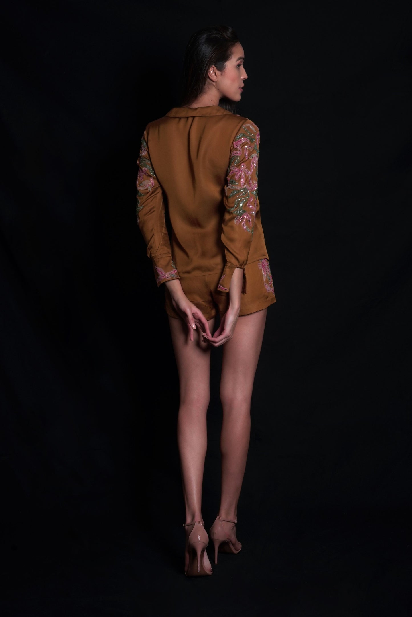 Golden Brown Top With Embroidery