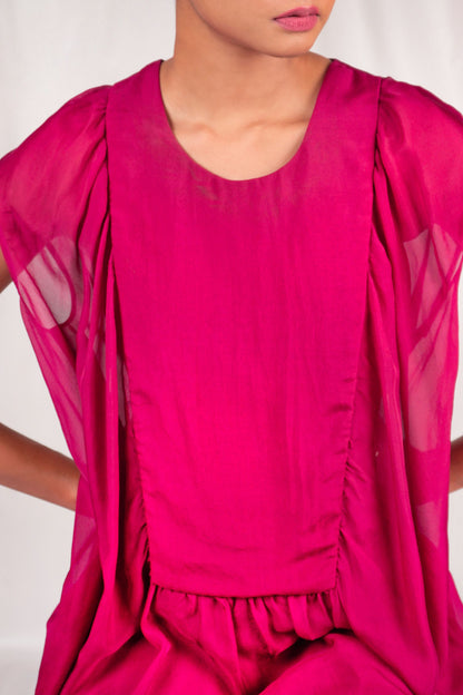 Flowy mauve mid-thigh length dress with gathered detailing