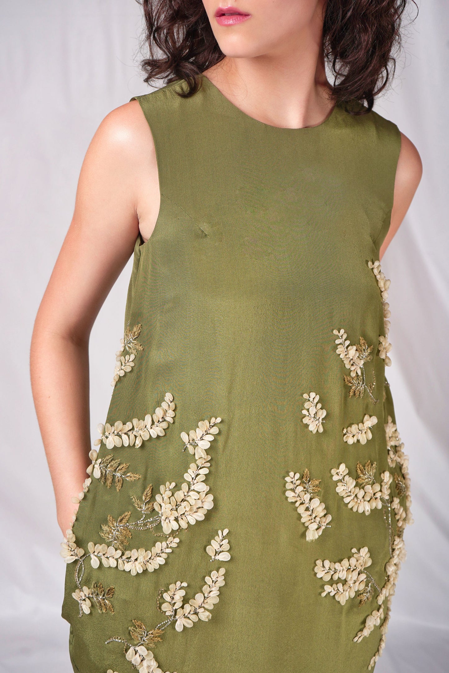 Green Aloe Dress with Embroidery Details