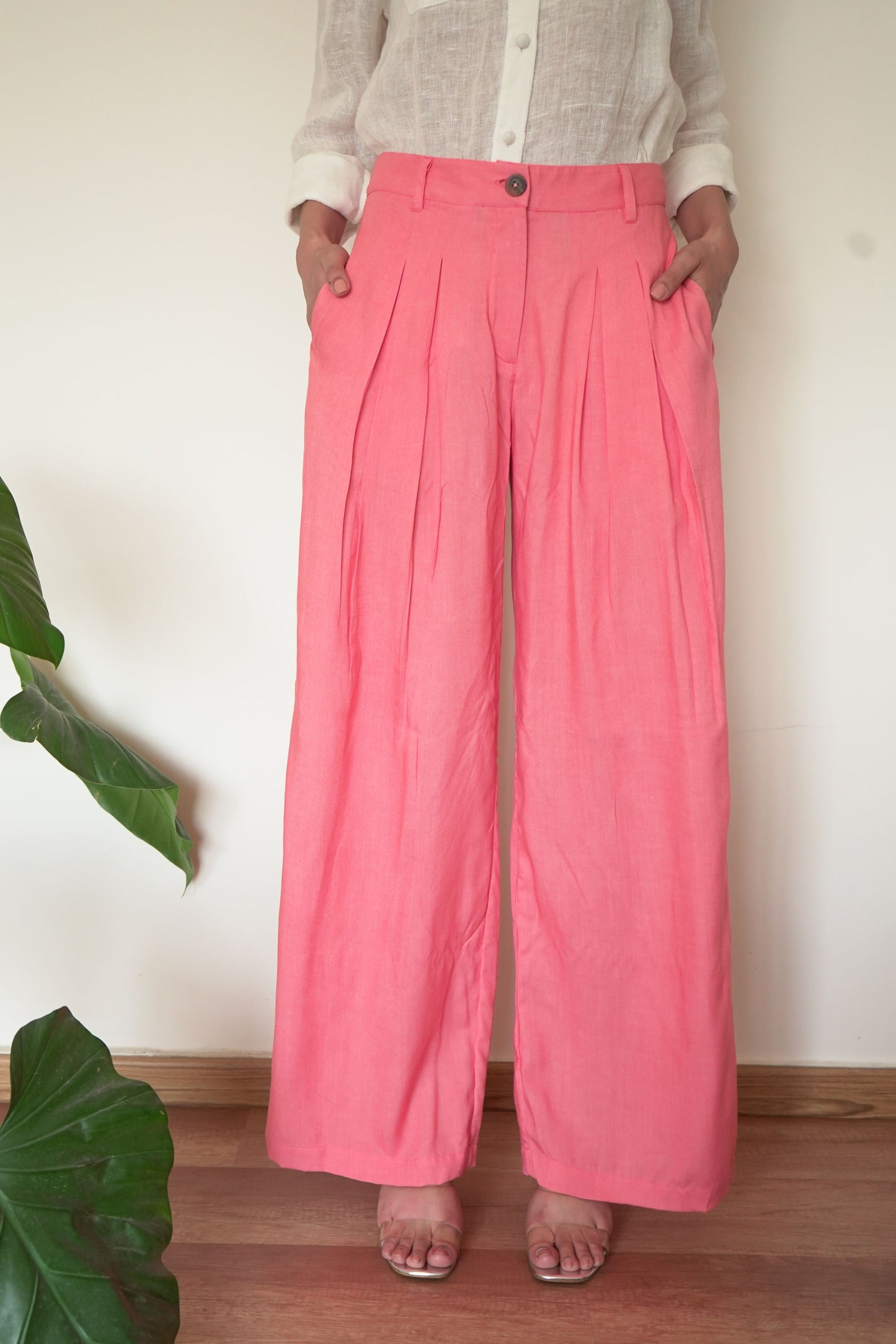 Marilyn Wide-Legged Coral Trousers