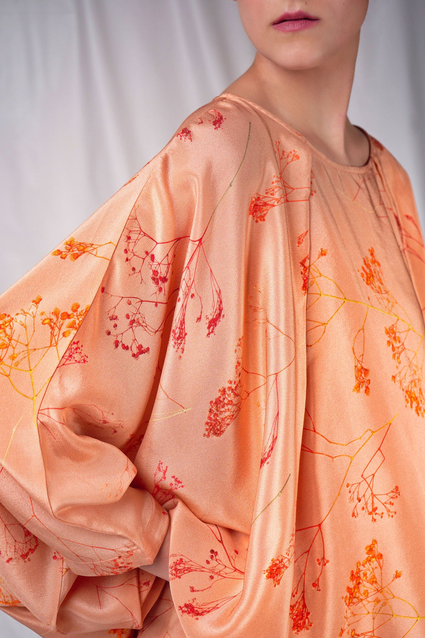 Pink Embroidered Top with Kimono Sleeves