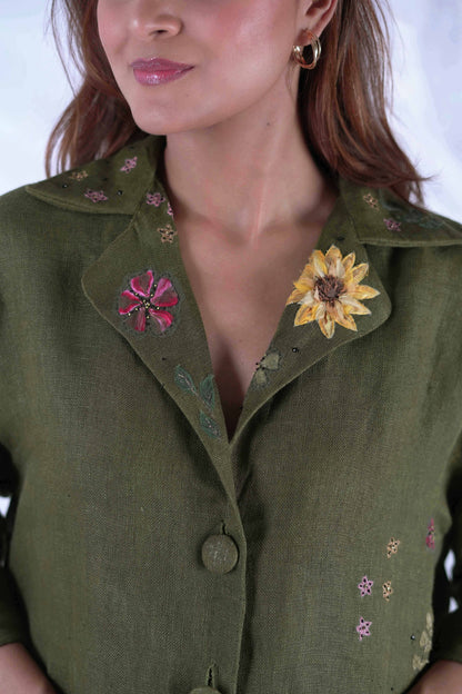 Evara Peridot Sunflower Shirt